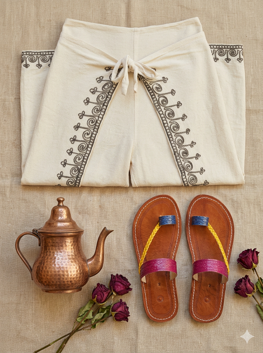 Ensemble lin marocain brodé